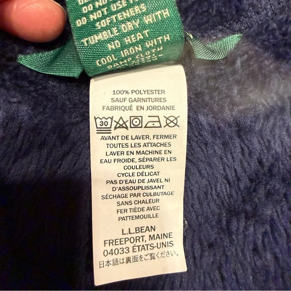 L.L. Bean High Pile Fleece Navy Hooded Jacket FLAW
